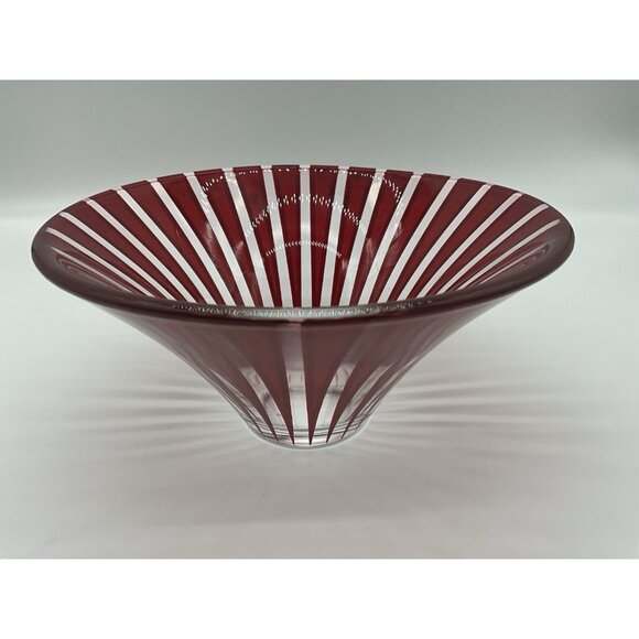 Anders Lindblom "Twist" Bowl Nybro Glassworks Scandinavian Art Glass Red/CLEAR - Picture 5 of 11